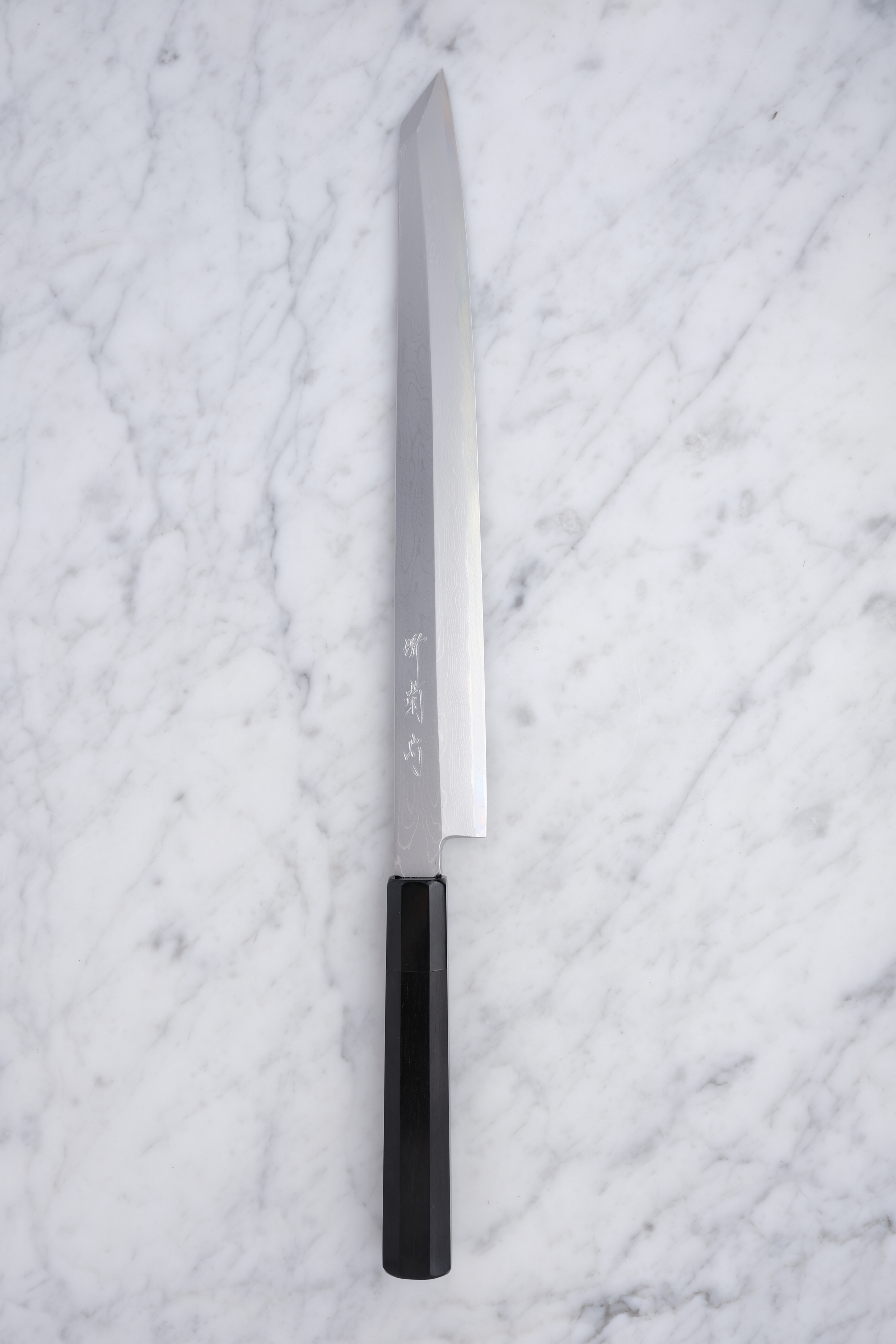 Sakai Kikumori Damascus White #1 Ebony - 300 mm Kiritsuke Yanagiba