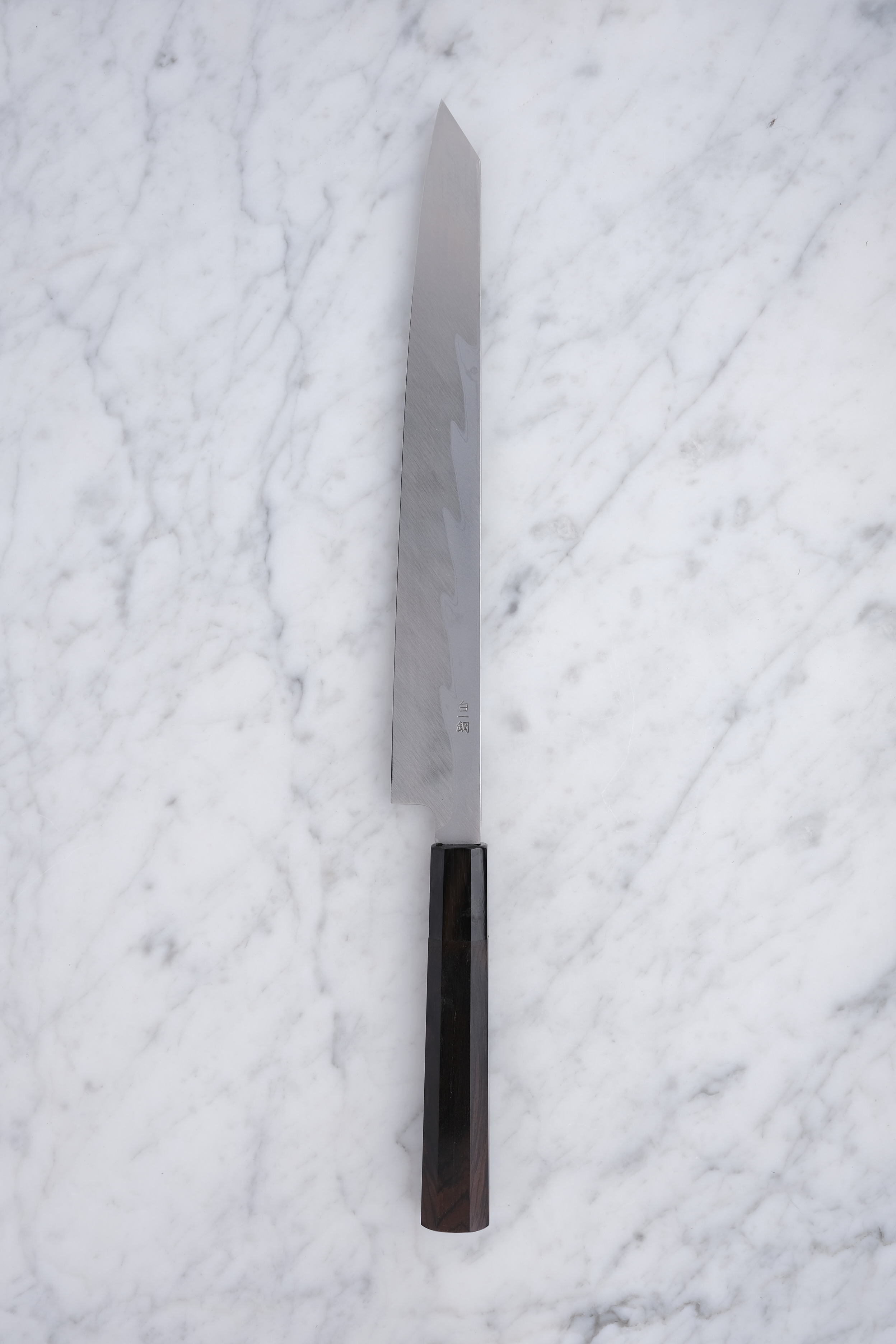 Sakai Kikumori Damascus White #1 Ebony - 270 mm Kiritsuke Yanagiba