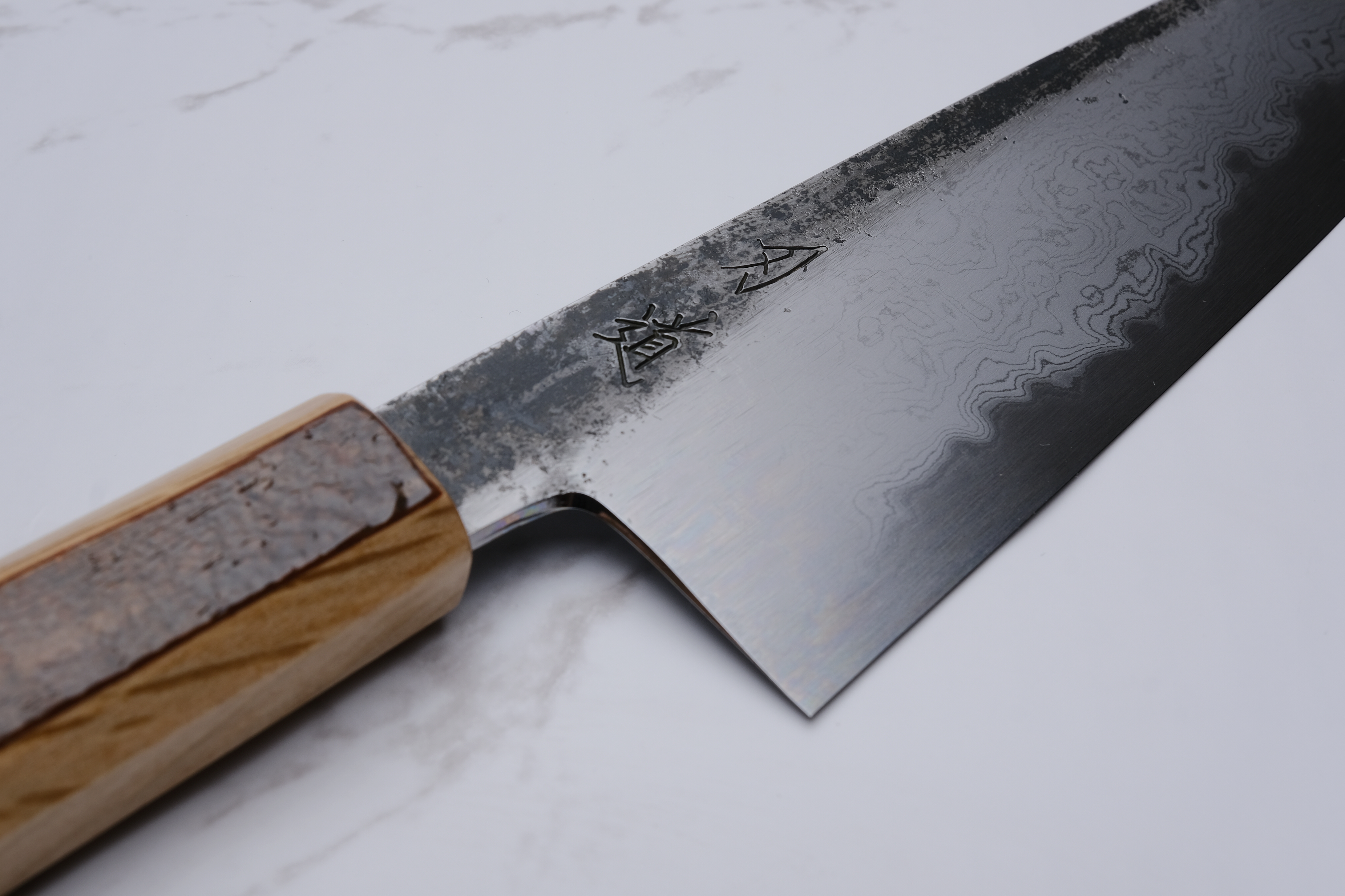 HADO Sumi 180mm Bunka Blue #1 Damaskus