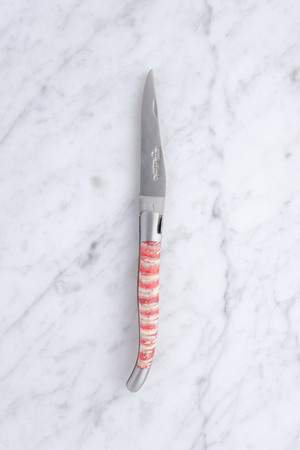 Laguiole Klappmesser 12cm - Stabilisierter Mammut-Backenzahn Rot