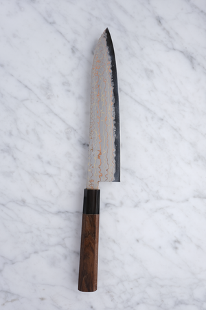 Hatsukokoro Hayabusa Blue 2 Rainbow Damascus 210mm Gyuto