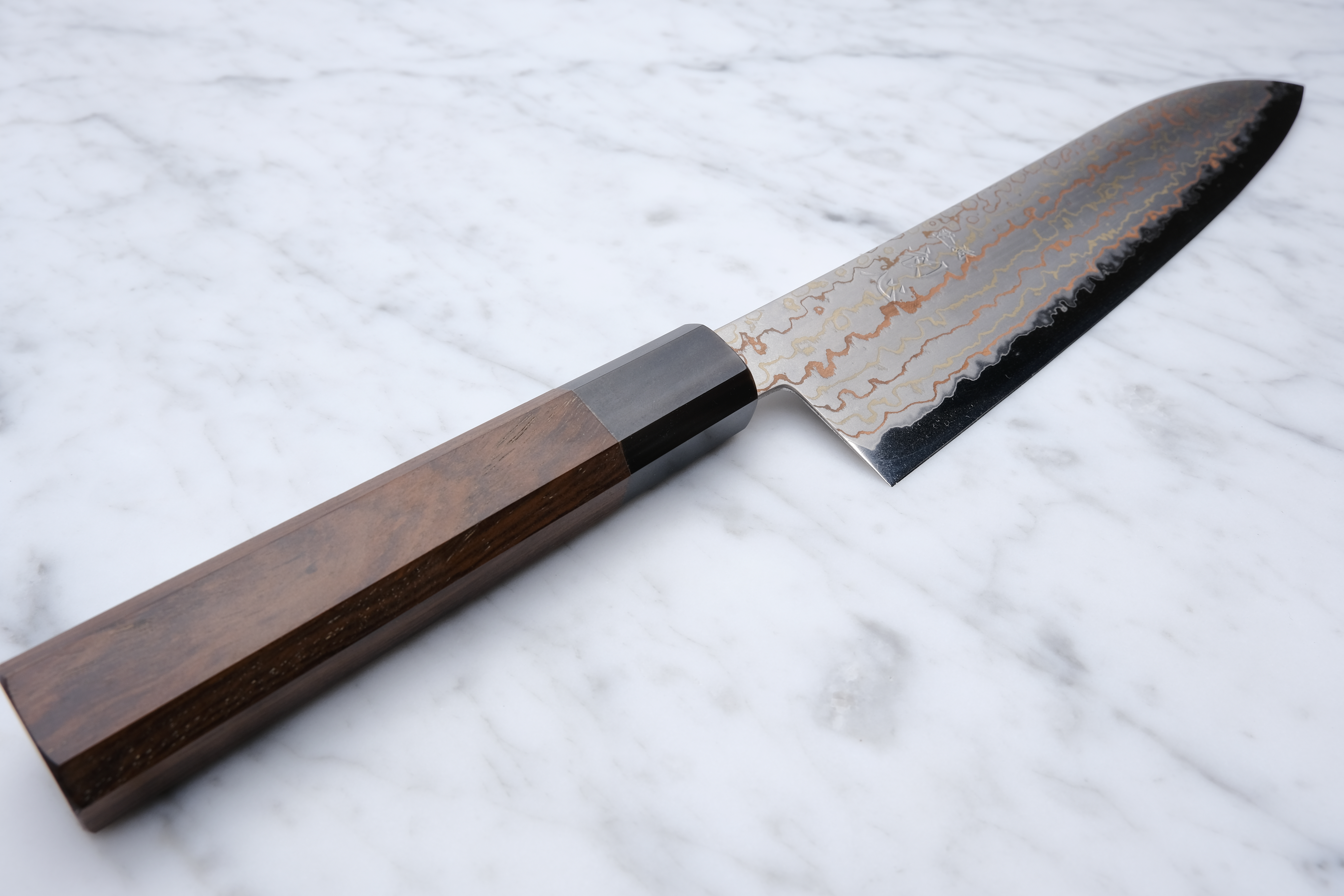 Hatsukokoro Hayabusa Blue 2 Rainbow Damascus 210mm Gyuto