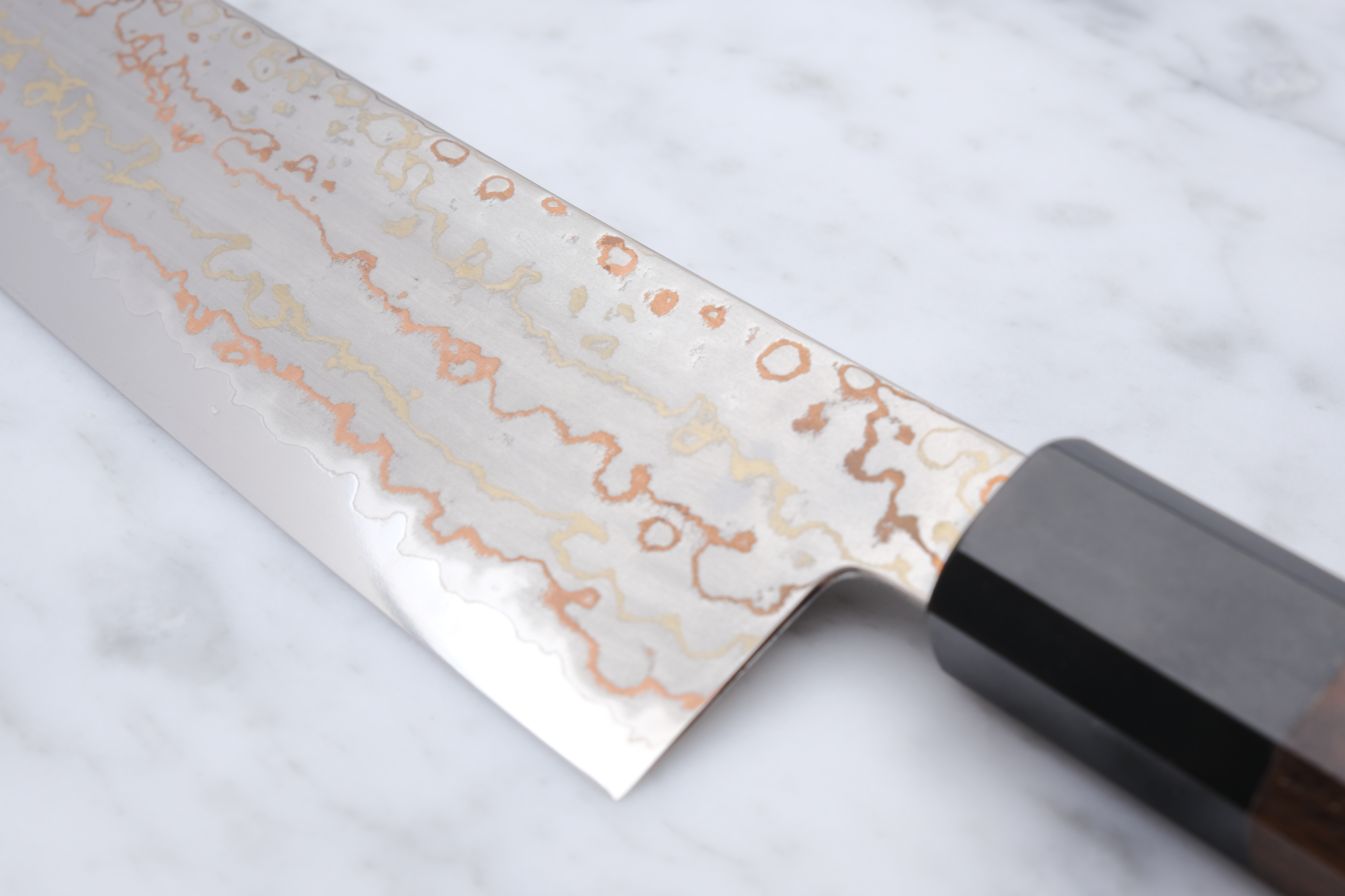 Hatsukokoro Hayabusa Blue 2 Rainbow Damascus 210mm Gyuto