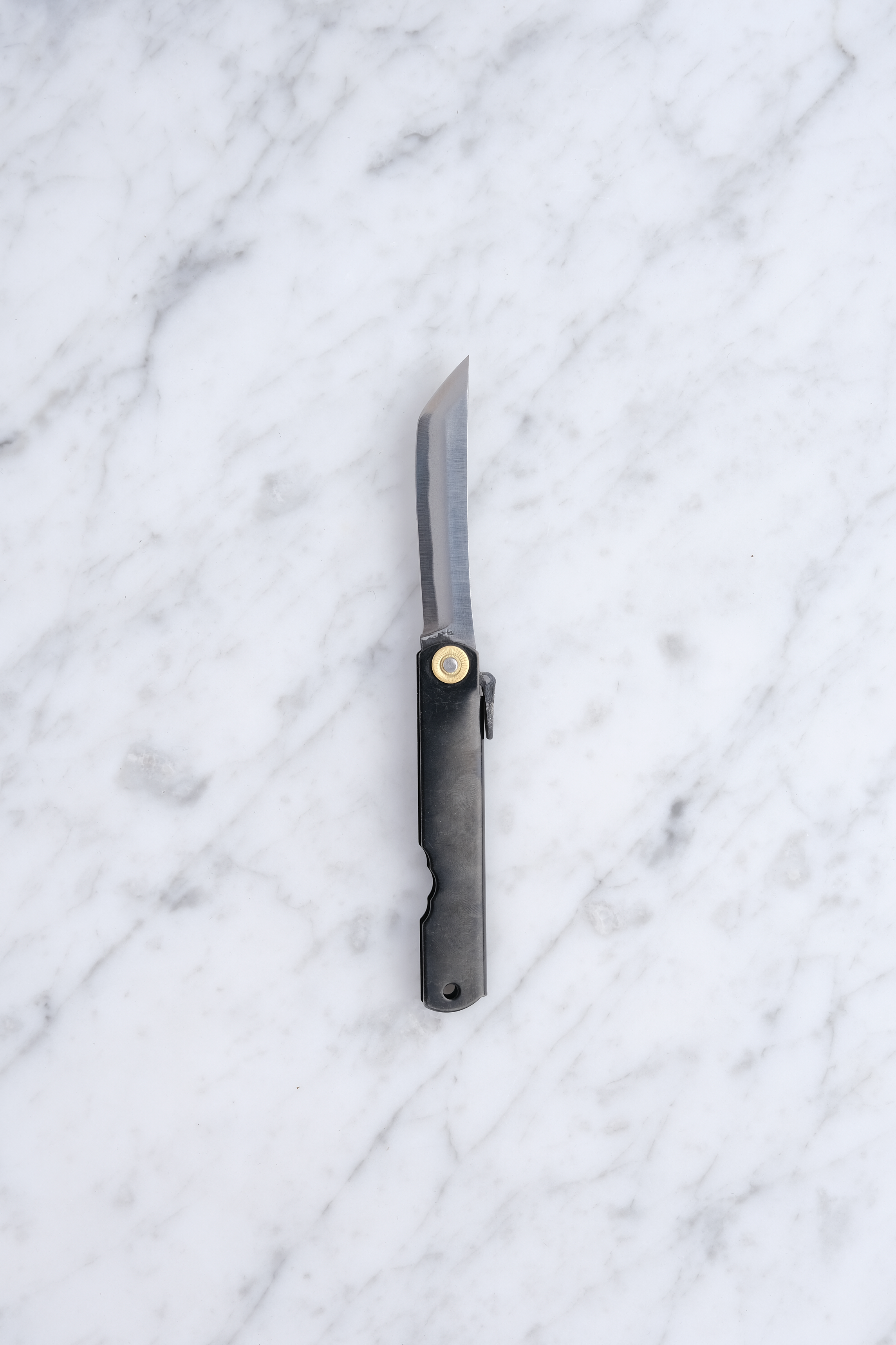 Higonokami Kengata 90 mm. 3-lagiger weißer Stahl Nr. 2 – schwarz