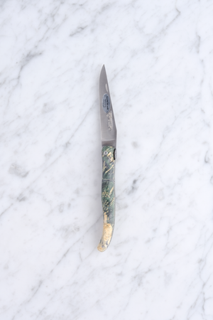 Laguiole Taschenmesser 12cm - Grüner stabilisierter Pappelknopf (Erdthema)