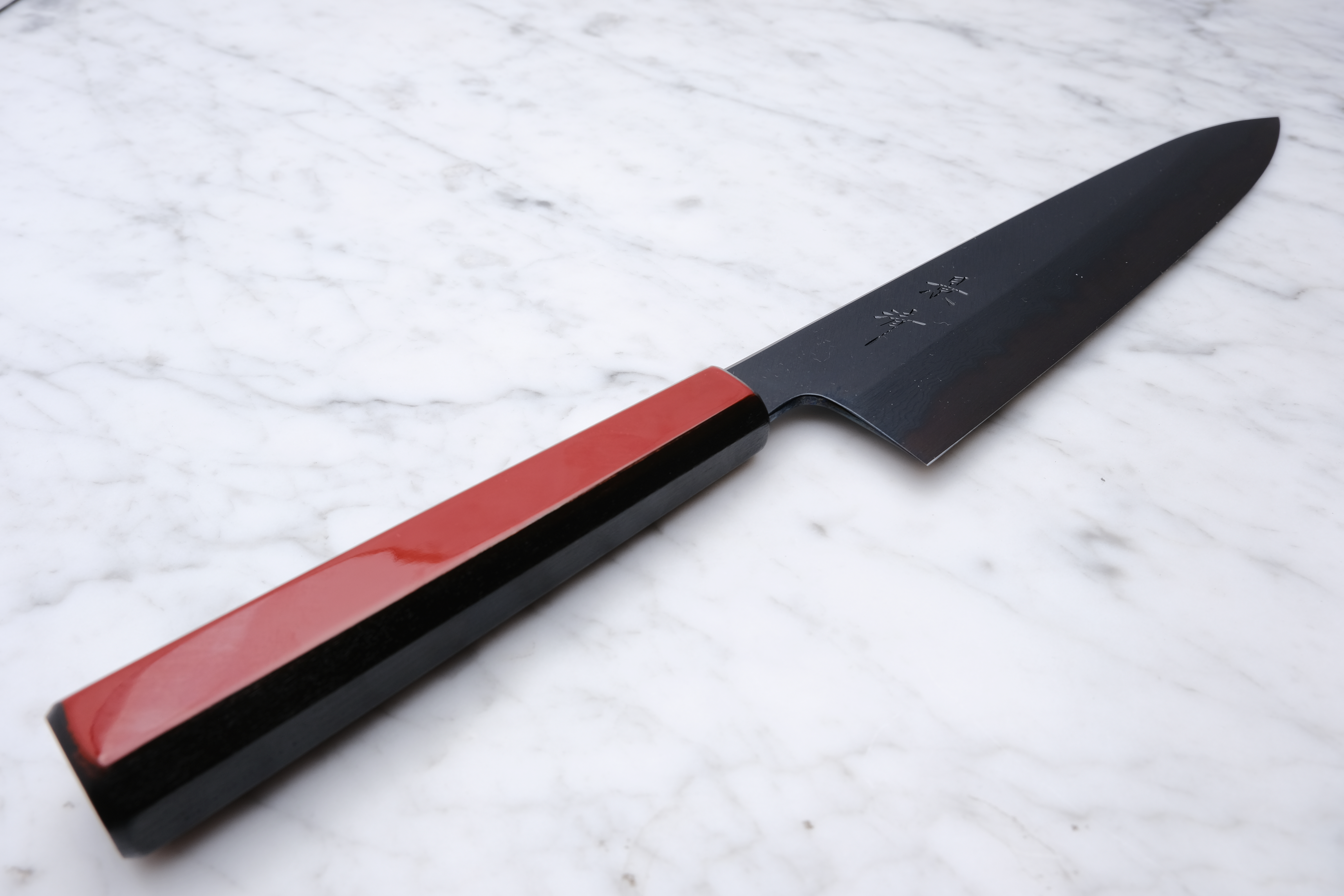 Kagekiyo - Blue #1 Black Damascus 240mm Gyuto - Akaro Handle