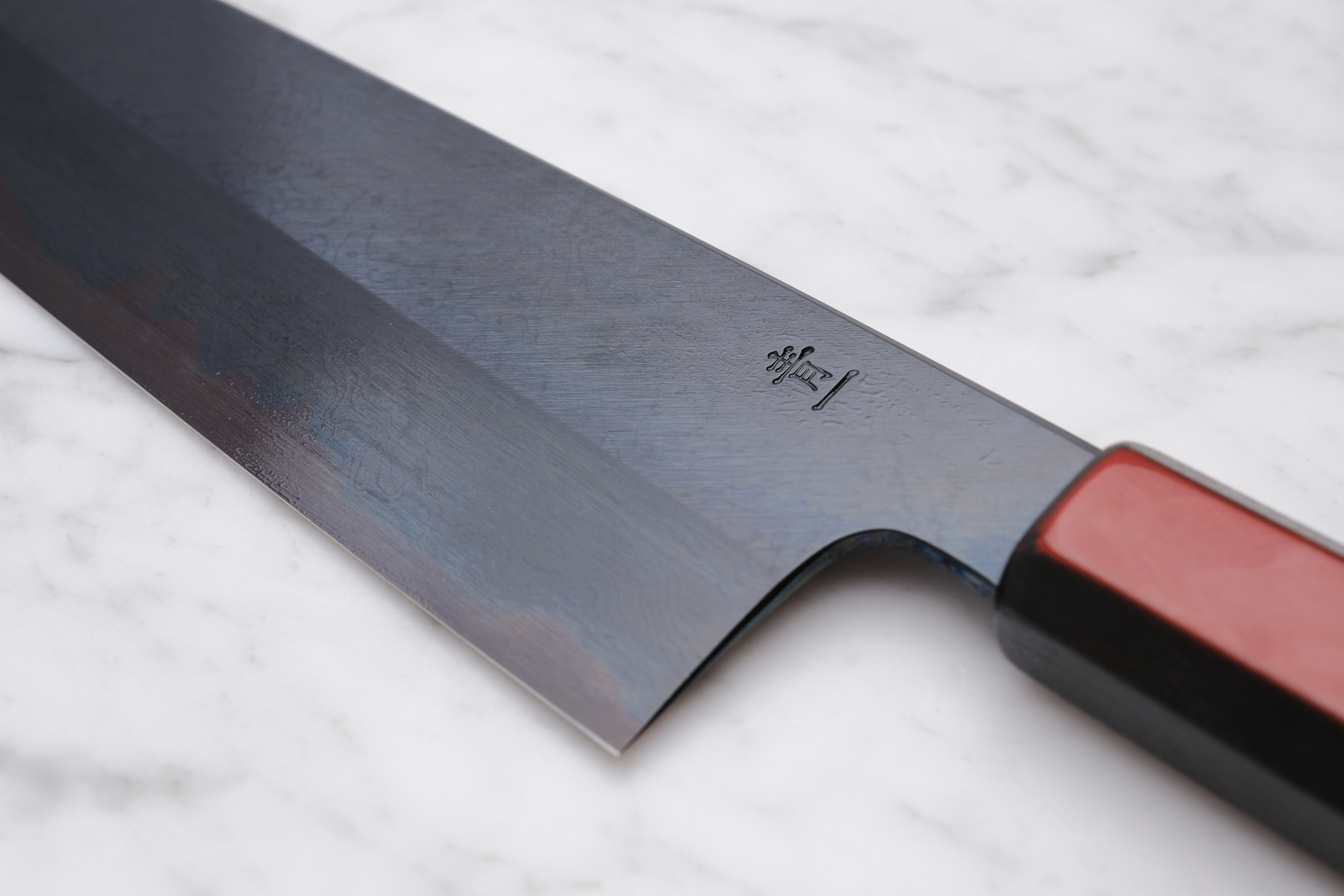 Kagekiyo - Blue #1 Black Damascus 240mm Gyuto - Akaro Handle