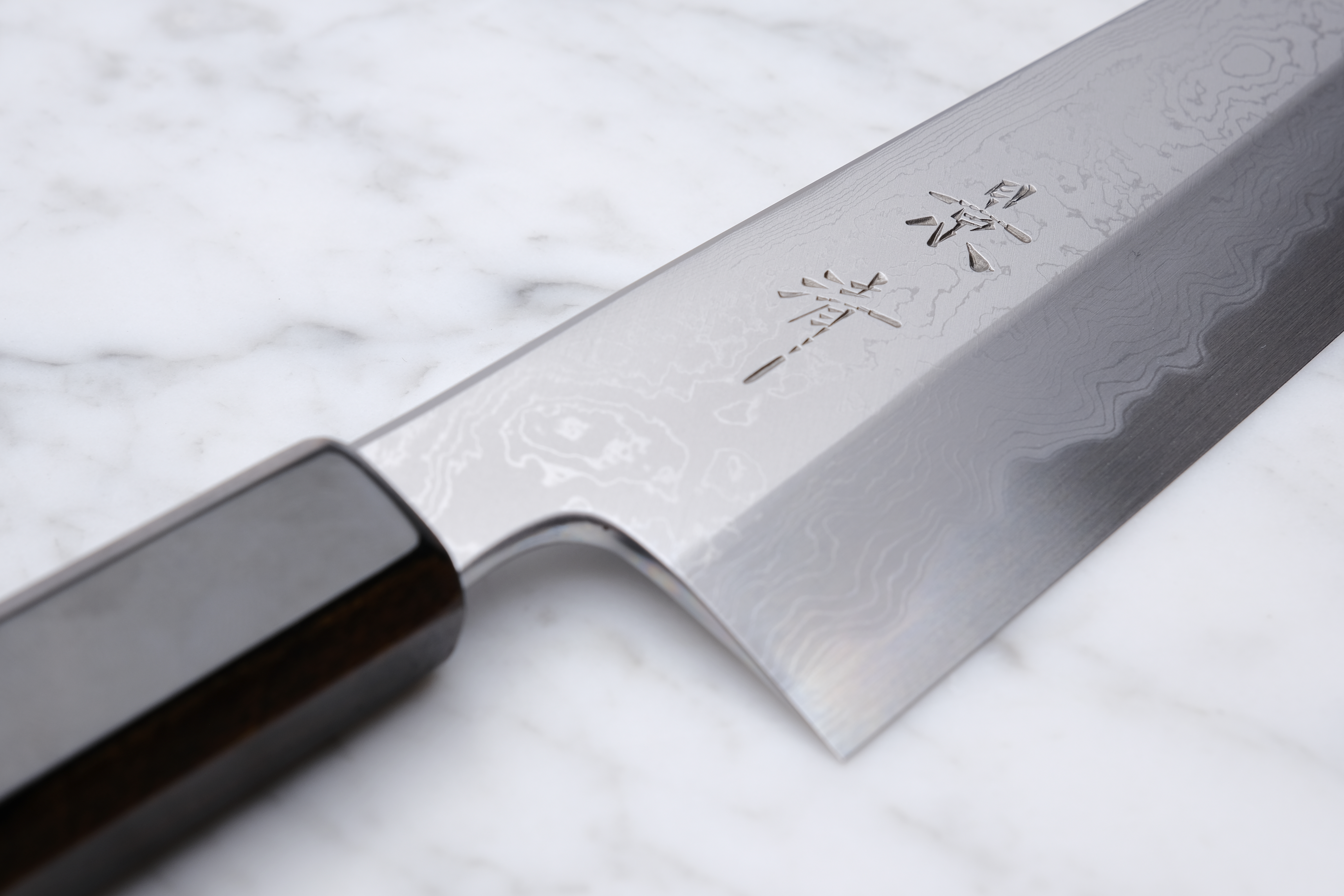 Kagekiyo - Blue #1 Damascus 240mm Gyuto - Kuroro Handle