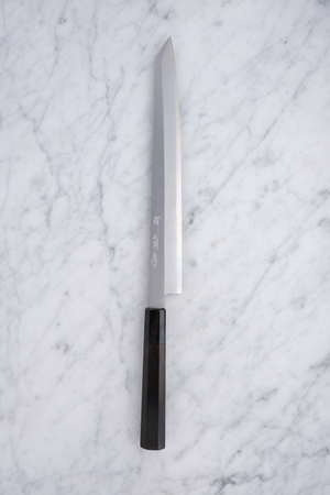 Sakai Kikumori Damascus White #1 Ebenholz - 270 mm Kiritsuke Yanagiba