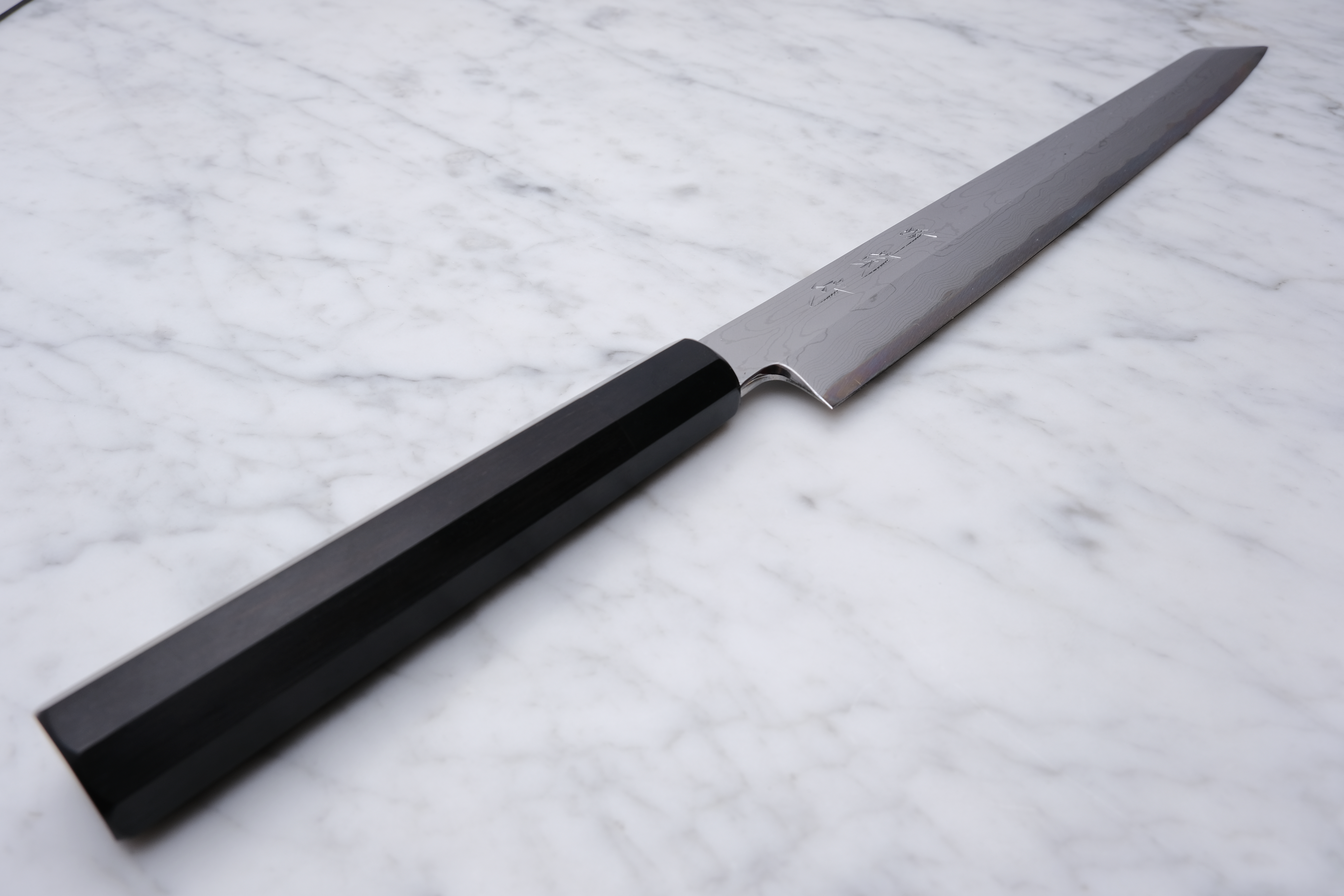 Sakai Kikumori Damascus White #1 Ebony - 300 mm Kiritsuke Yanagiba