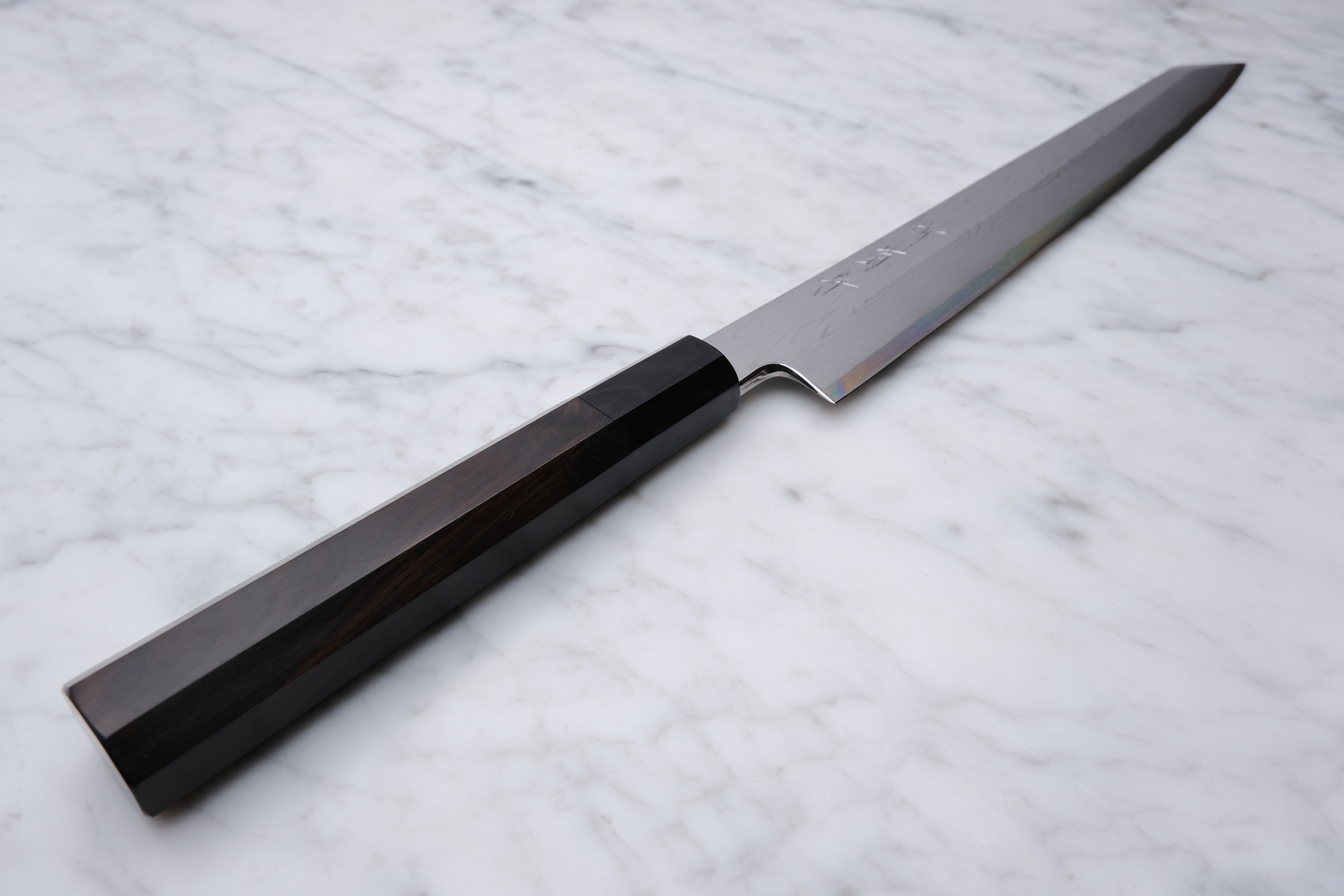 Sakai Kikumori Damascus White #1 Ebony - 270 mm Kiritsuke Yanagiba