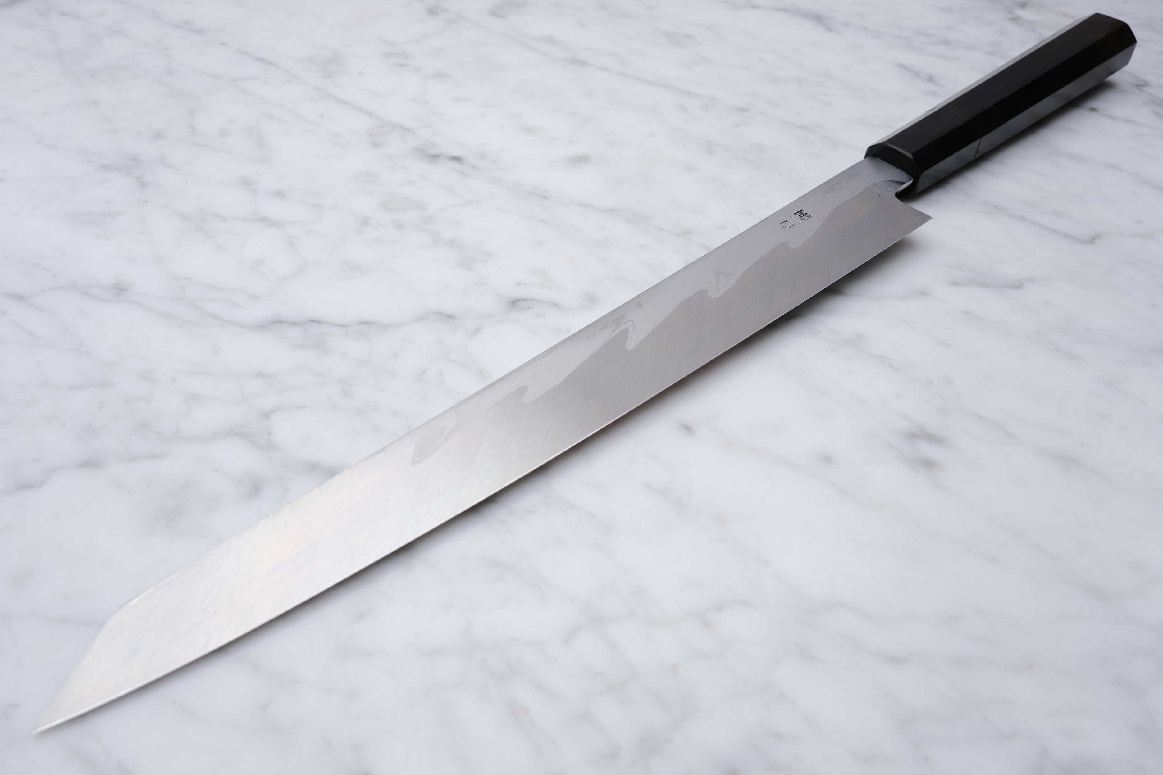 Sakai Kikumori Damascus White #1 Ebony - 270 mm Kiritsuke Yanagiba
