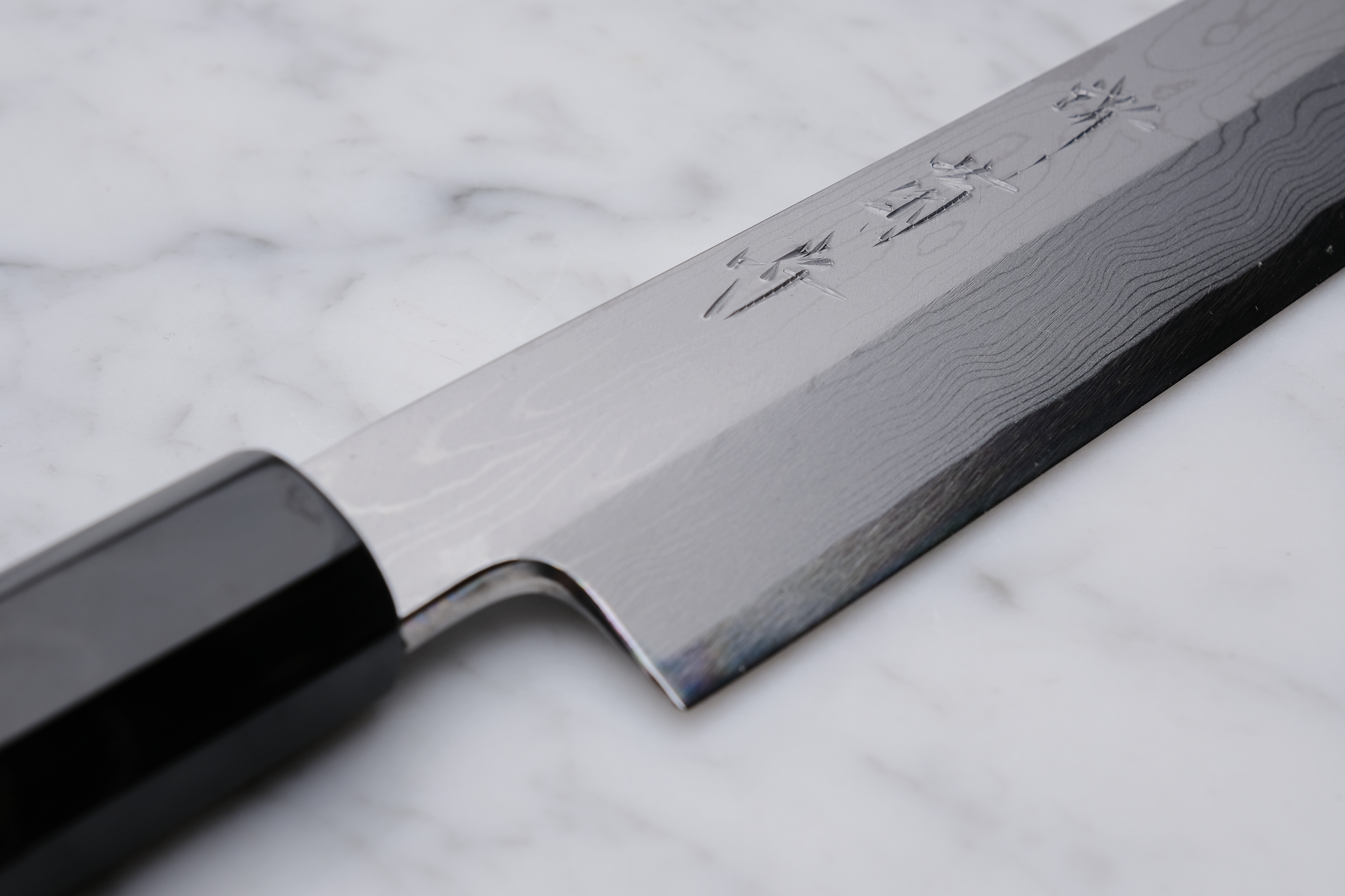 Sakai Kikumori Damascus White #1 Ebony - 270 mm Kiritsuke Yanagiba