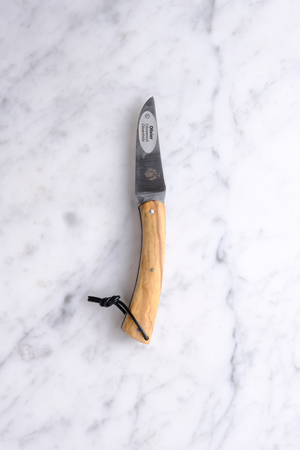 Camambert Foldekniv 8cm børstet m. snor - Oliven