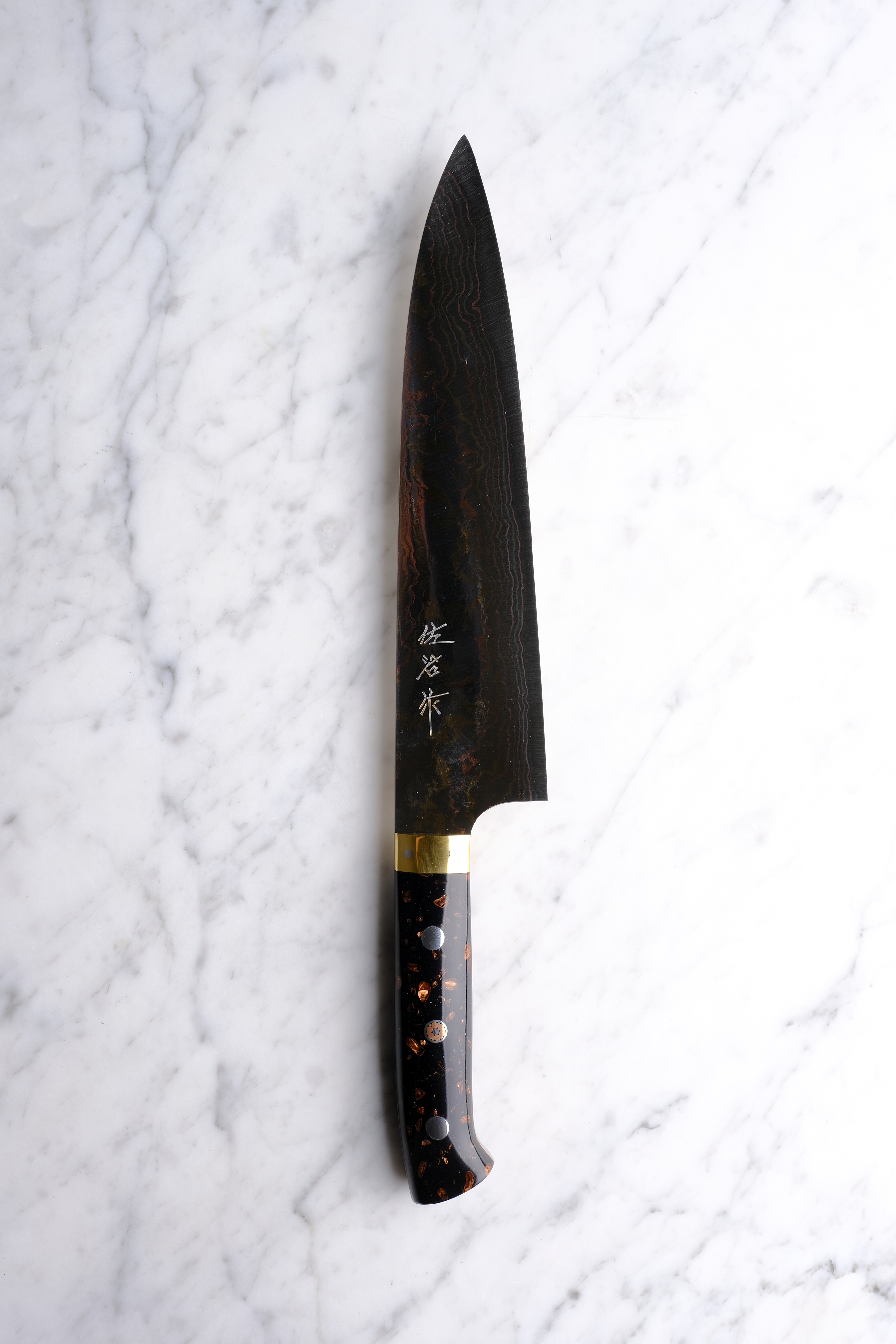 Takeshi Saji Aogami #2 Rainbow Damascus Western Corian - 210 mm Gyuto