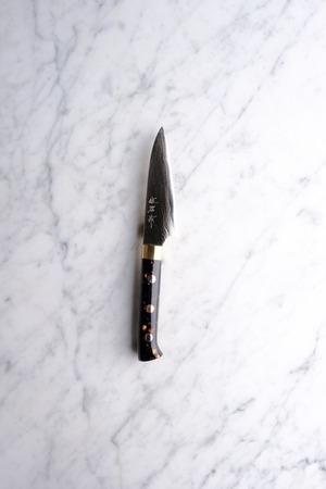 Takeshi Saji Aogami #2 Rainbow Damascus Western Akryl - 90 mm Paring Knife