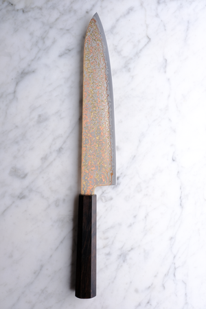 Hatsukokoro Hinotori V-Toku 2 Rainbow Damascus Ebony - 240 mm Gyuto